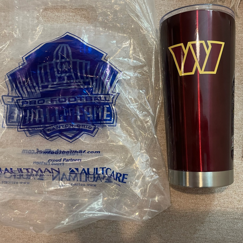 NFL Commanders Silver Tumbler with Red Logo